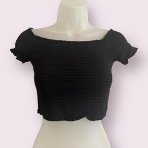 Ambiance Crop Top - Square-Neck Stretchy Fitted Basic, Size S